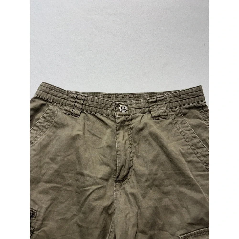Columbia Cargo Shorts Mens 30 Green Canvas Relaxed Fit Zip Pocket Hiking Outdoor